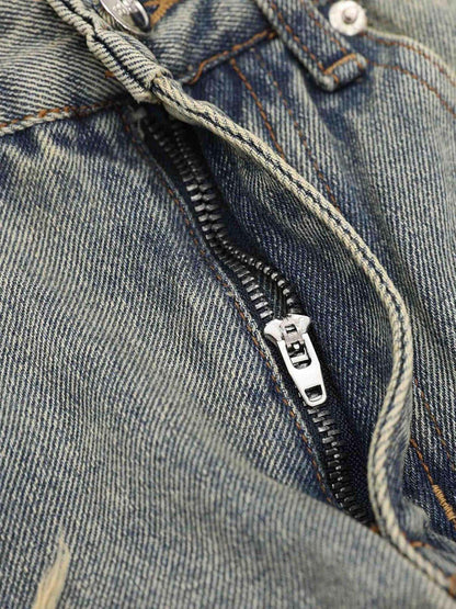 High Street Washed And Torn Work Pockets Denim Pants- 1646 