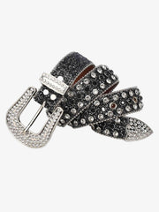 Thesupermade Studded Rhinestone Hip Hop Belt - 1691 