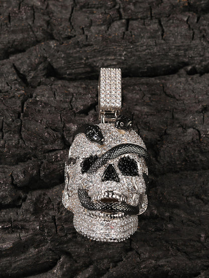 Skull Snake Zircon Copper Necklace 