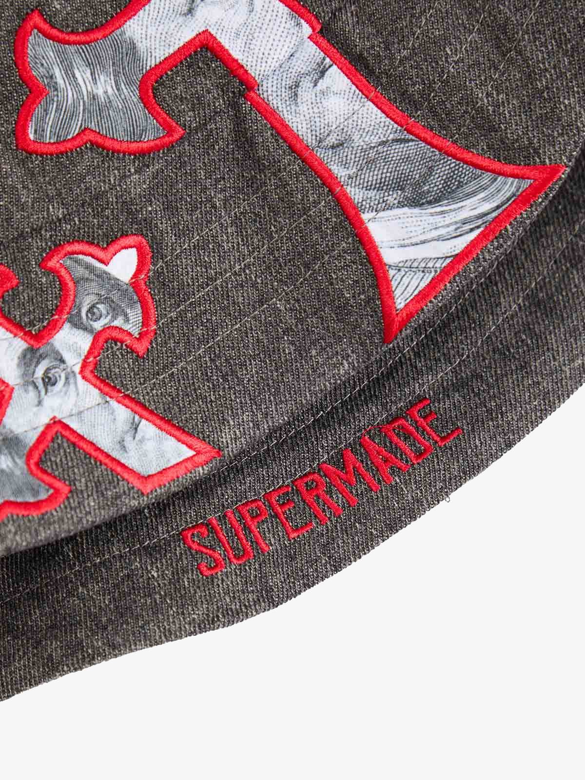 Cross And Portrait Denim Bucket Hat 