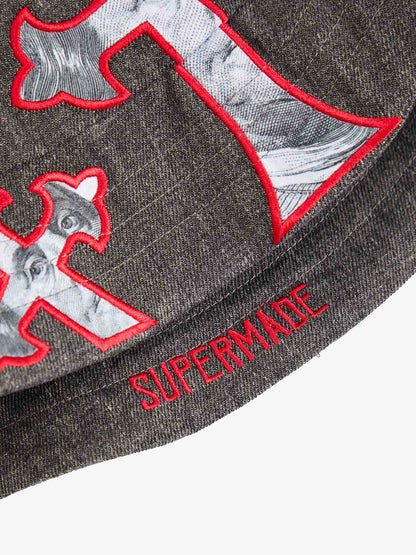 Cross And Portrait Denim Bucket Hat 