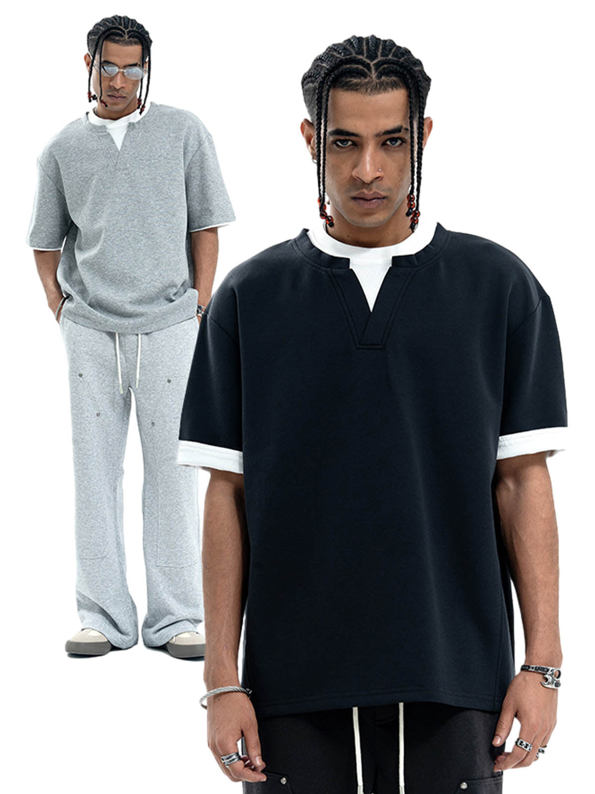 Cleanfit Faux Two-Piece Oversized T-Shirt 
