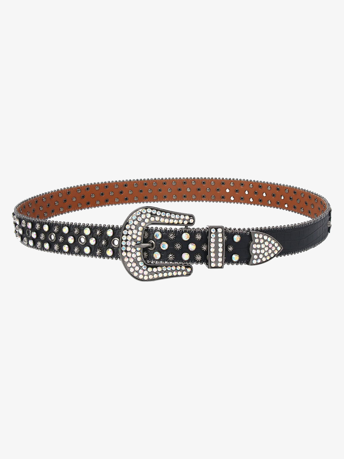 Punk Style Metal Hotfix Rhinestone Belt 