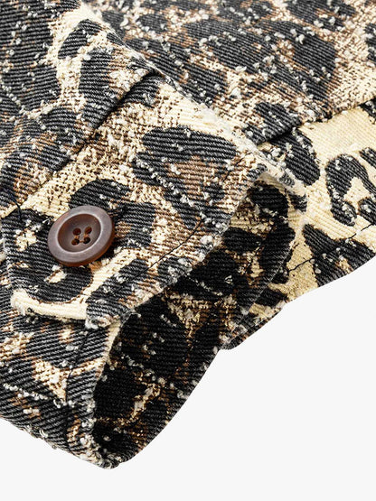 Thesupermade Retro Leopard Printed Denim Jacket 