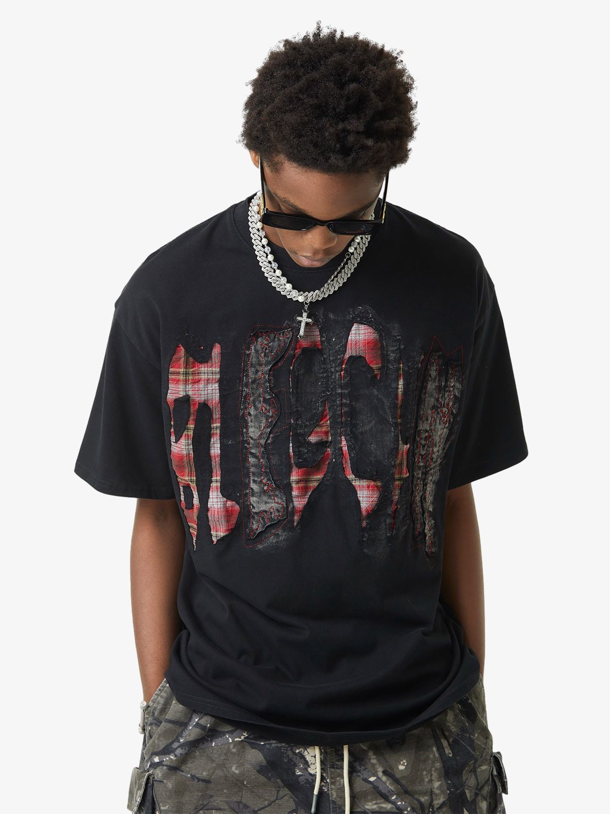 Thesupermade Street Contrast Color Embroidered T-shirt 