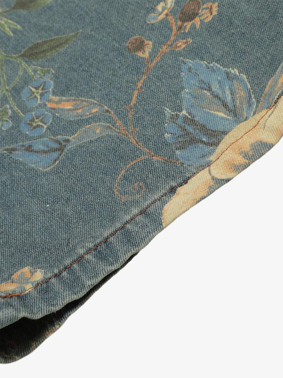 Denim Floral Print Carpenter Jeans - 2237 