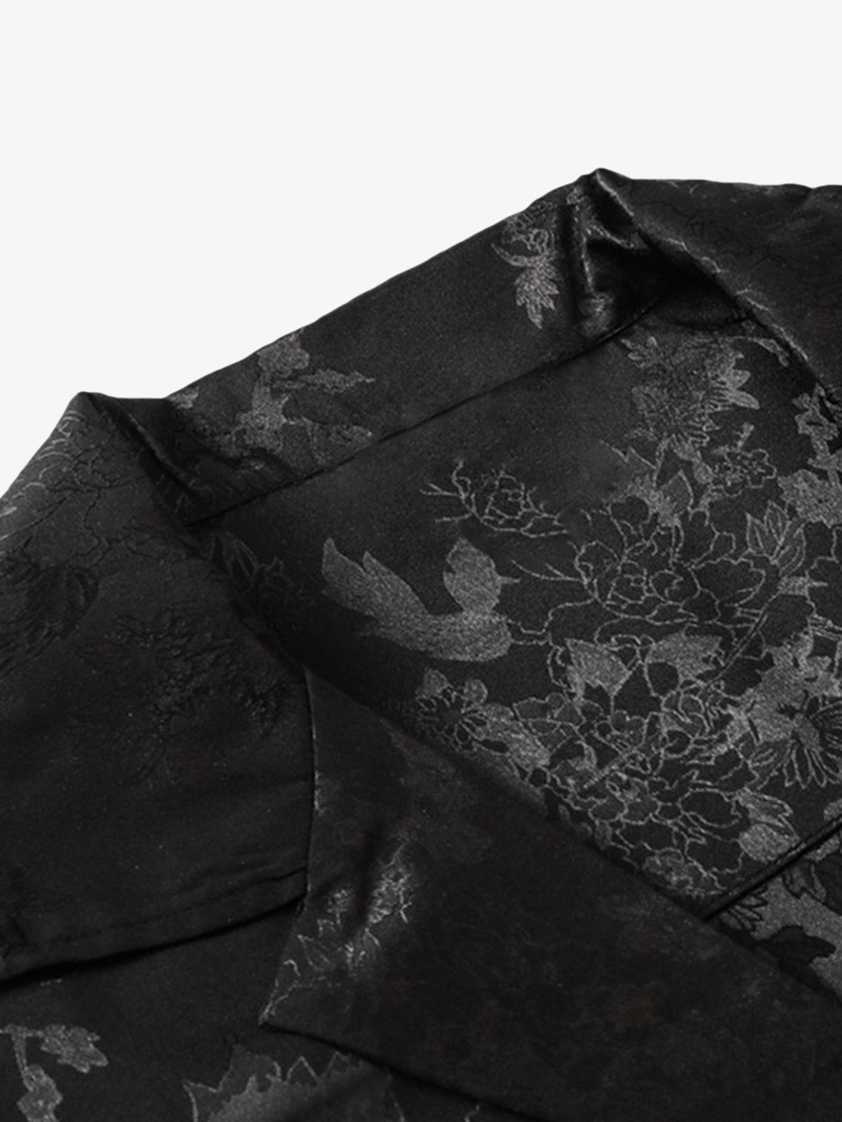 Thesupermade Leaves Pattern  Black Vintage Shirts 