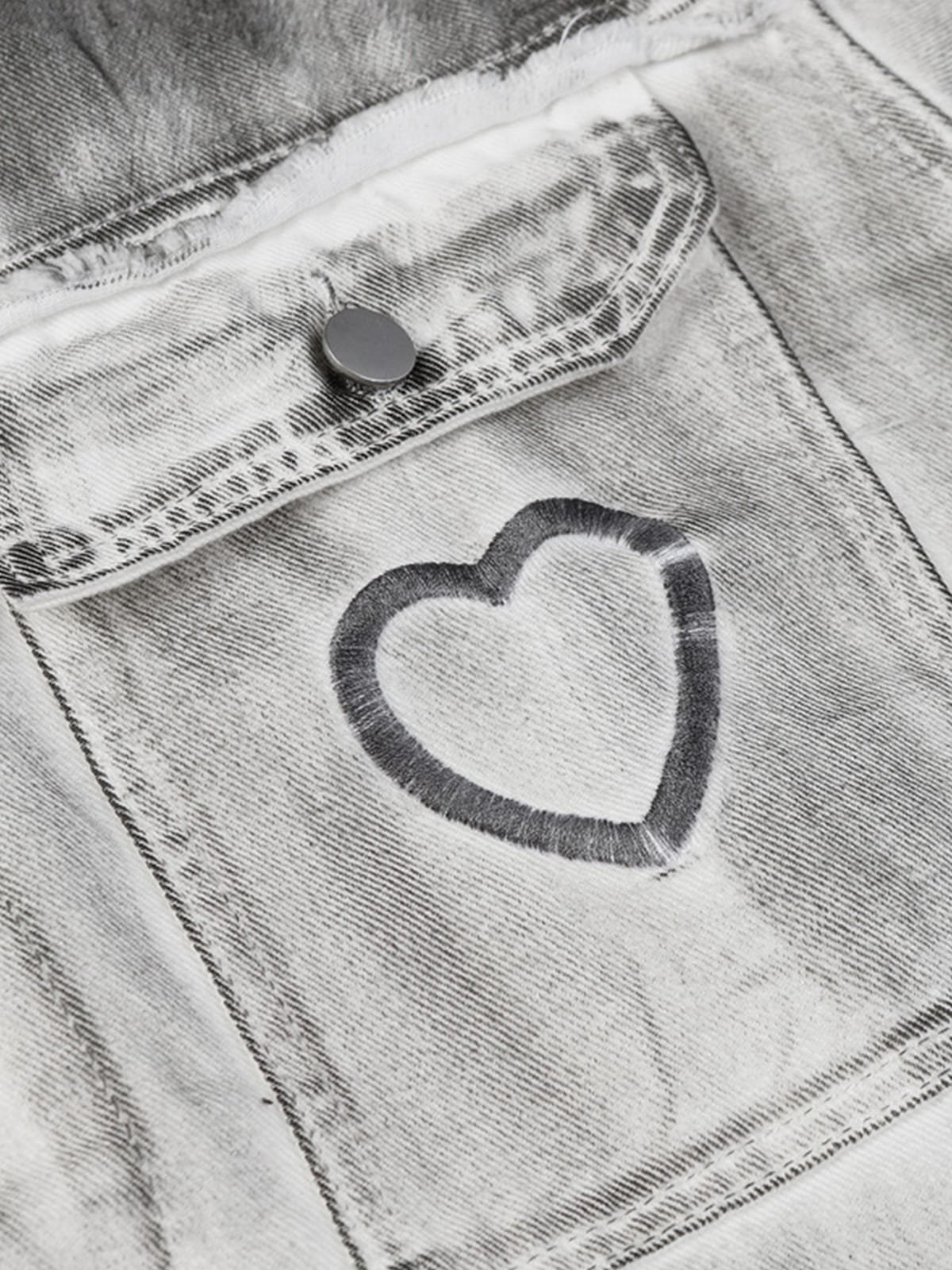 Distressed Denim Embroidery Jacket 