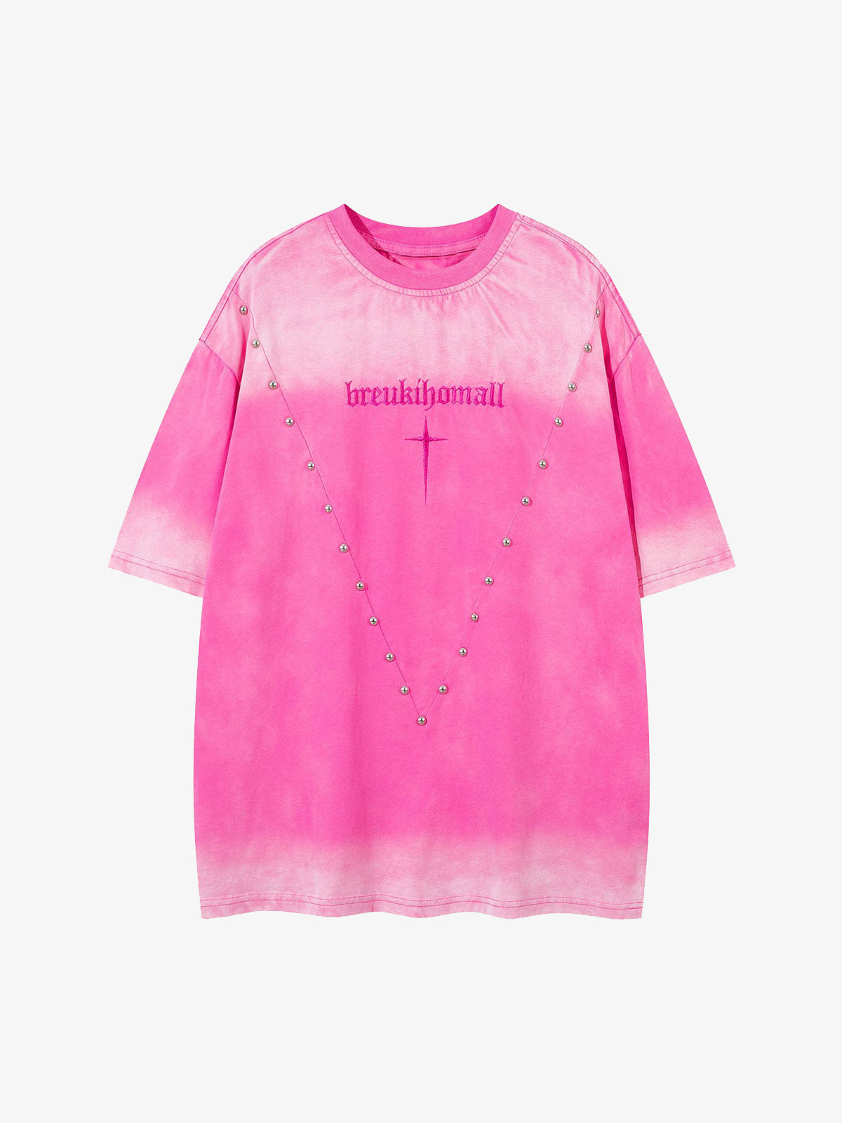 Oversized Cross and Studed T-Shirt 