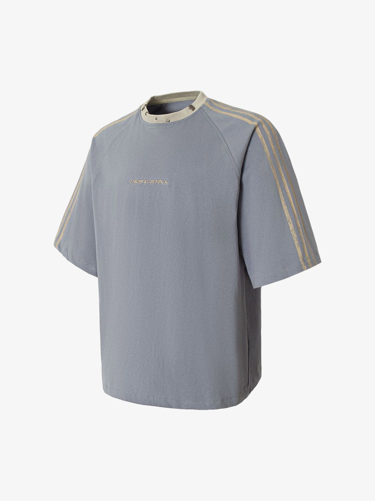 Heavy Washed Street Metal Collar T-shirt 