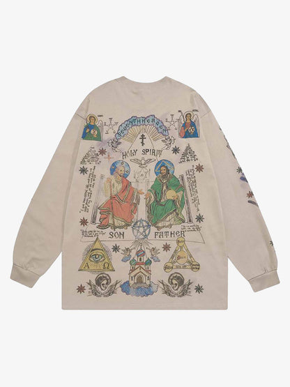 Thesupermade American High Street Graffiti Long Sleeve T-Shirt 