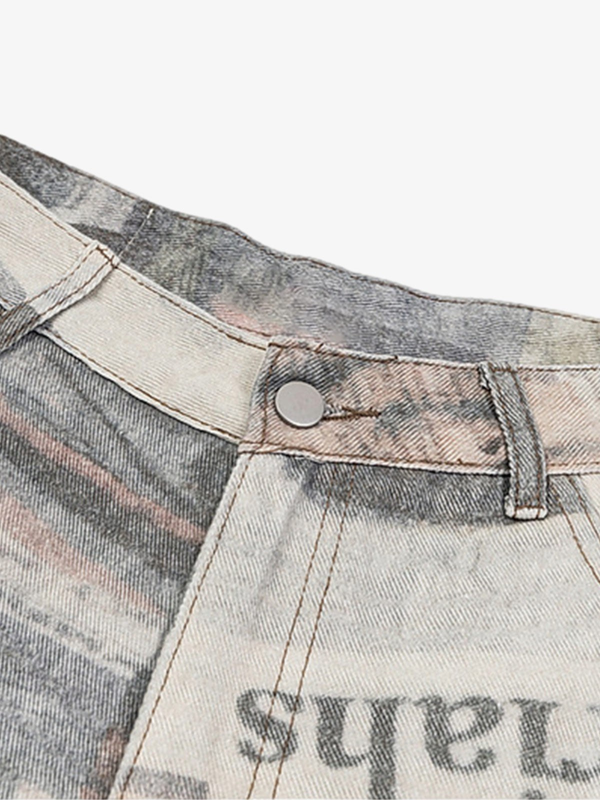 Graffiti Newspaper Baggy Jeans - 2404 