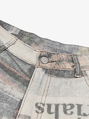 Graffiti Newspaper Baggy Jeans - 2404 
