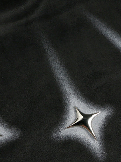 Thesupermade Metal Button Multi Zipper Suede Fleece Sweatshirt 