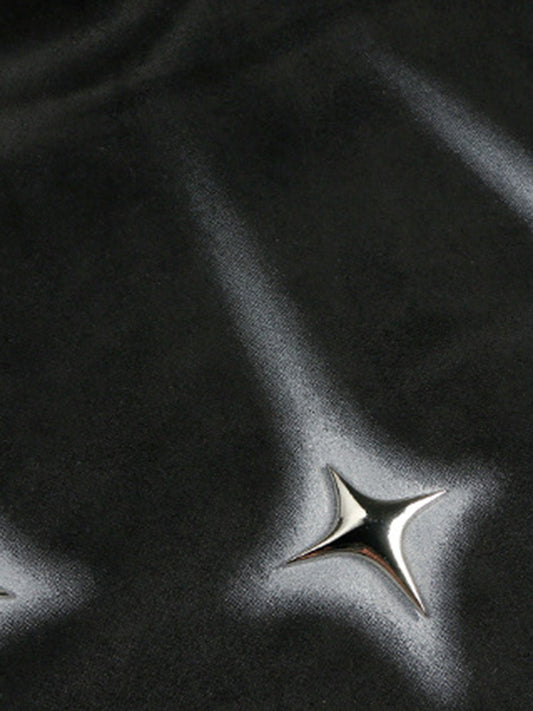 Thesupermade Metal Button Multi Zipper Suede Fleece Sweatshirt 