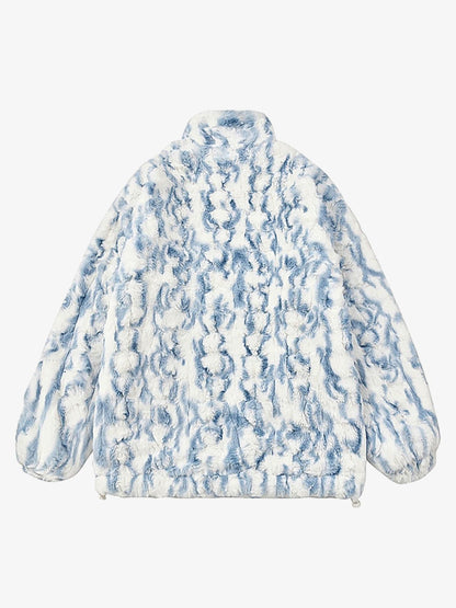 Tie-Dye Stand Collar Sherpa Jacket 