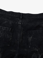 Denim Heavy Washed Distressed Pleated Baggy Jeans - 2282 