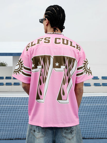 Pink Flame Print Jersey T-shirt - 2390 