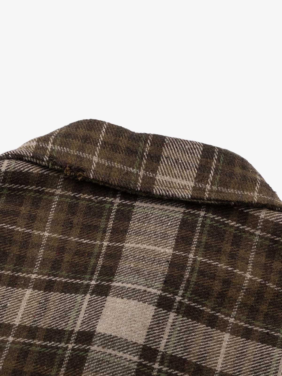 Retro Ripped Patchwork Long Sleeve Plaid Shirt 