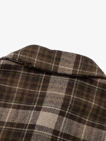 Retro Ripped Patchwork Long Sleeve Plaid Shirt 