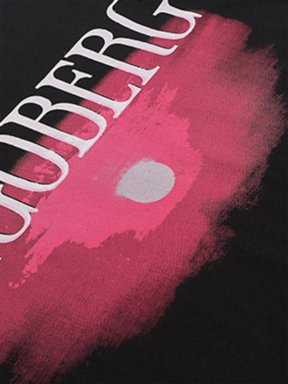 Dark Sunset Ocean Print Street Rap T-shirt 