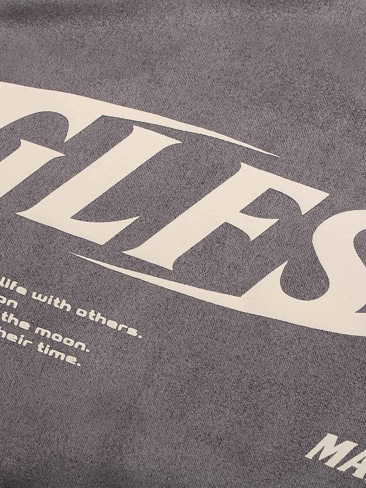 Deconstructed Contrast Color Stitching Printed T-shirt 
