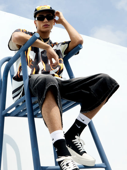 Jersey Style Flame Print T-shirt 