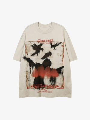 Crow Erosion Shadow Hip-Hop T-shirt - 2090 
