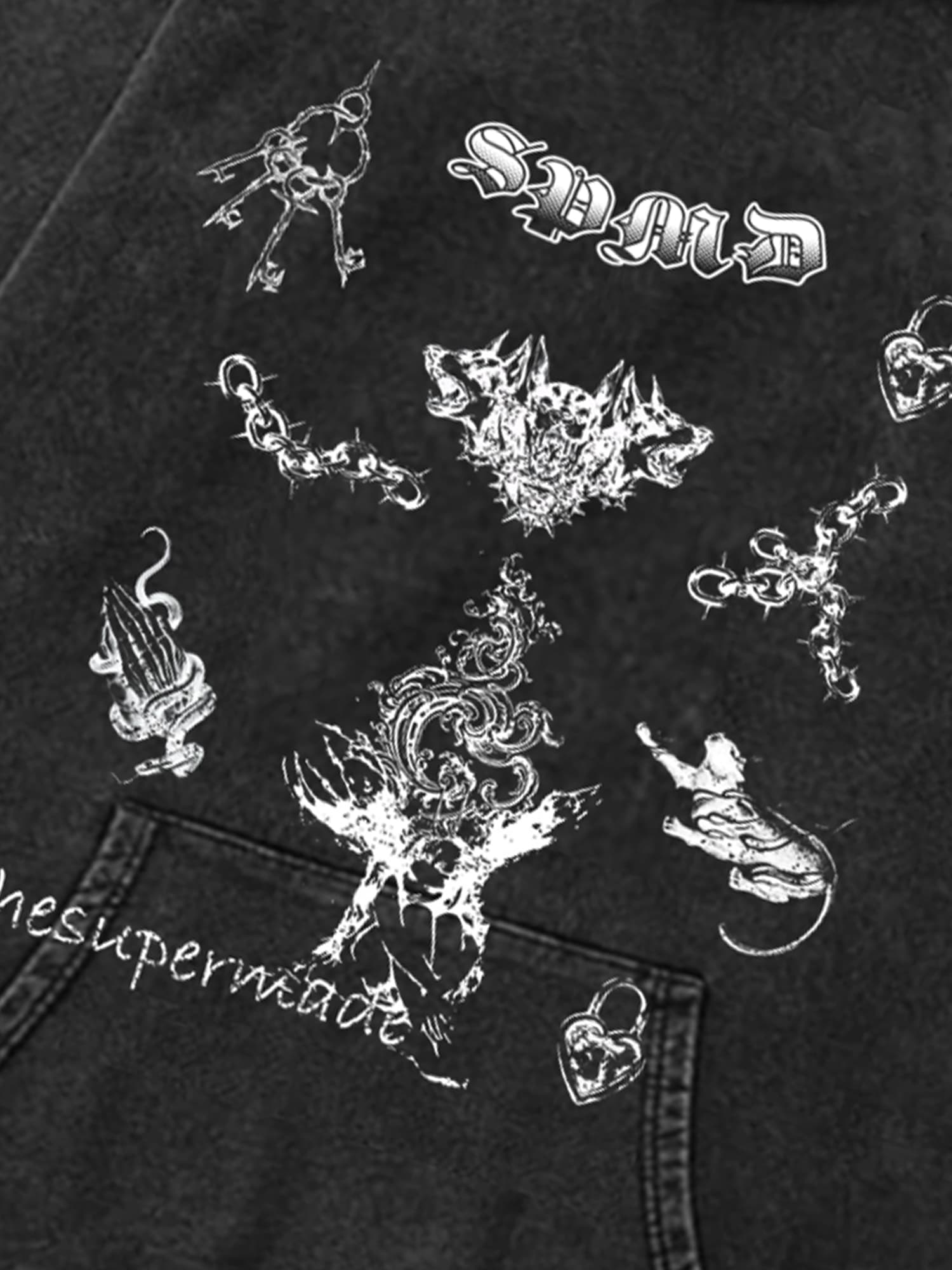 Thesupermade Distressed Gothic Insignia Print Sweatshirt 