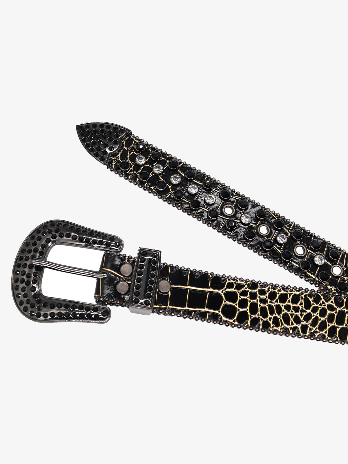 Punk Style Leather Hotflix  Rhinestone Belt 