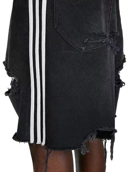 Retro Whisker Raw Edge Denim Shorts 