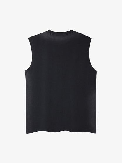 Spray- Painted Letter Print Necklace Vest 