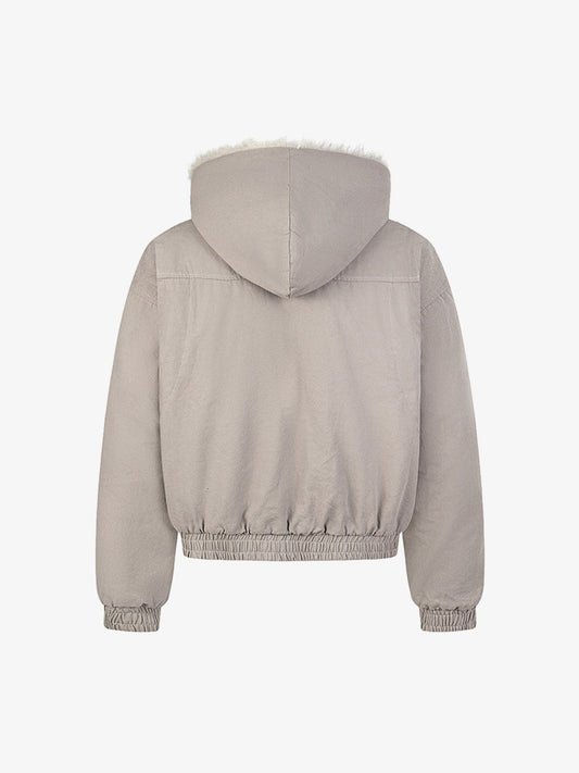 Patchwork Fur Hooded Quilted Jacket 