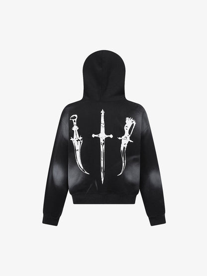Thesupermade Wasteland Style Cardigan Zip UP Fur Hooded Jacket - 2279 