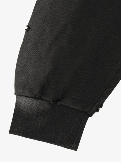Washed Ripped Zip Up Hoodie 