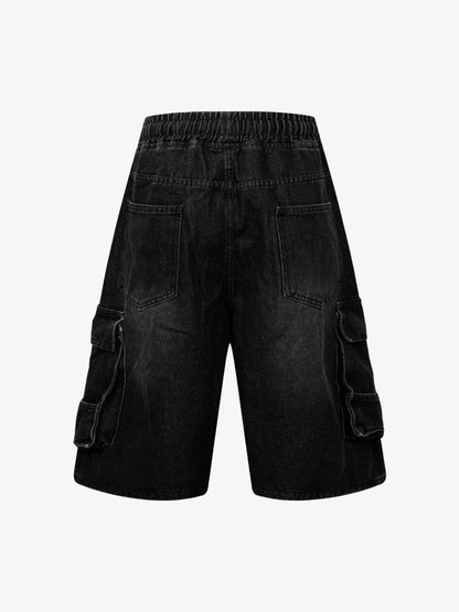 Washed Cargo Denim Shorts 
