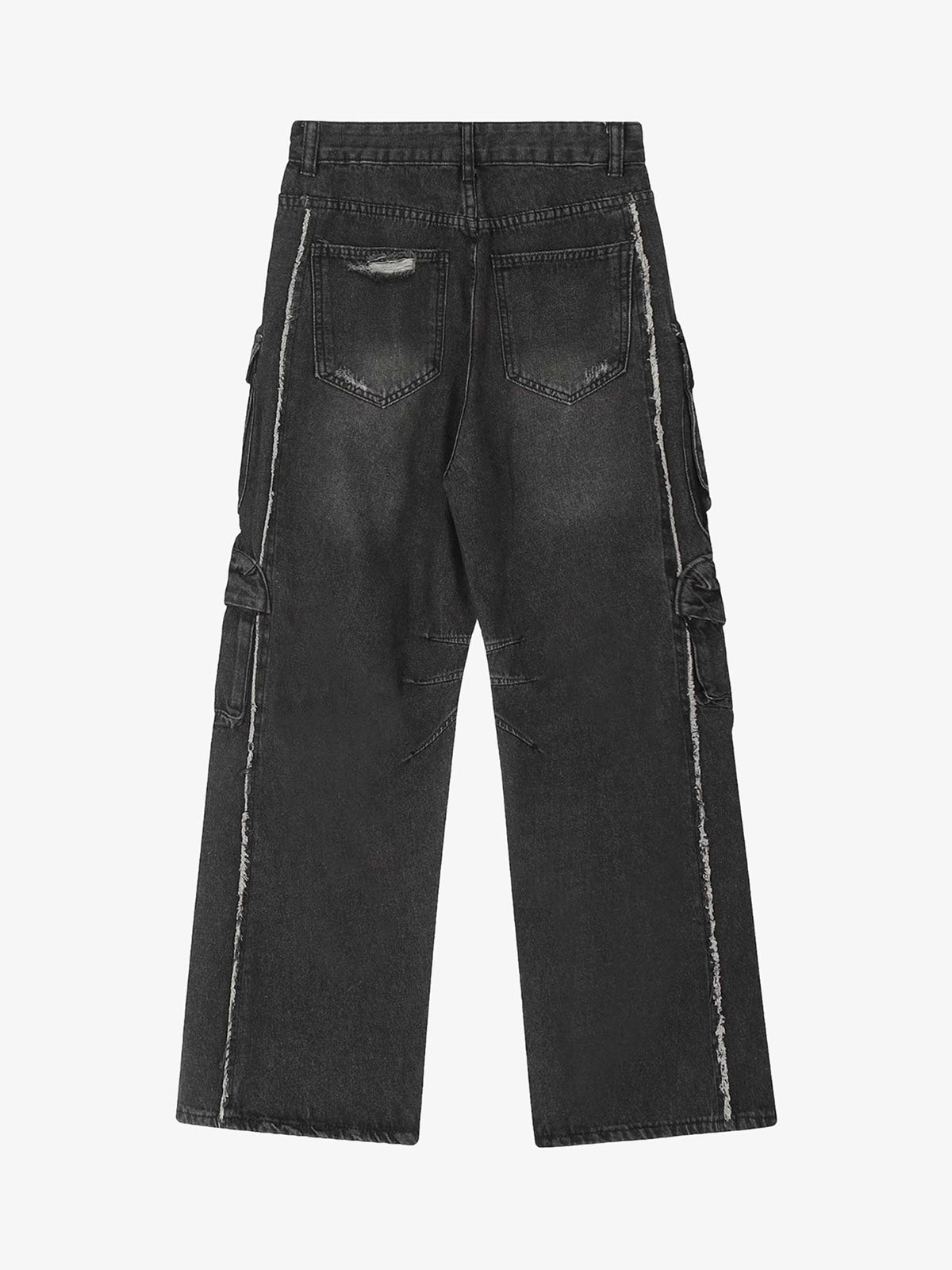 Washed Multi-pocket Work Cargo Jeans | Thesupermade®