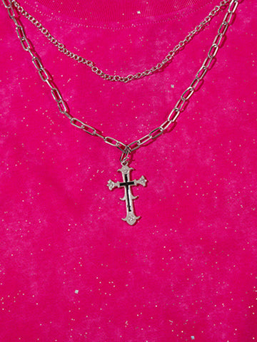 Retro Rhinestone Cross Chain Vest 