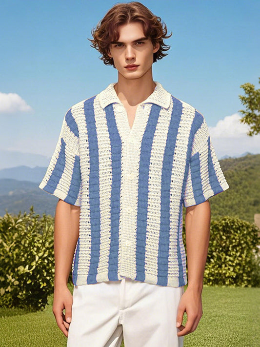 Cleanfit Striped Knit Cardigan Shirt 