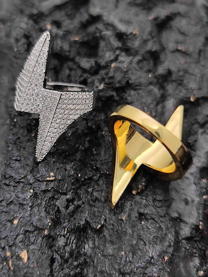 Thesupermade Lightning-shaped Zirconia Ring 