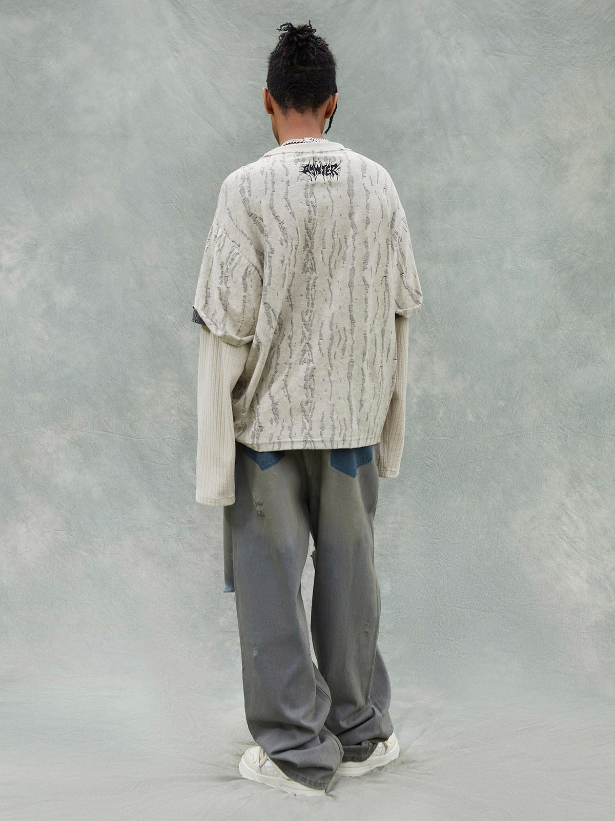 Thesupermade Faux Two-piece Distressed Woolen T-shirt - 2005 