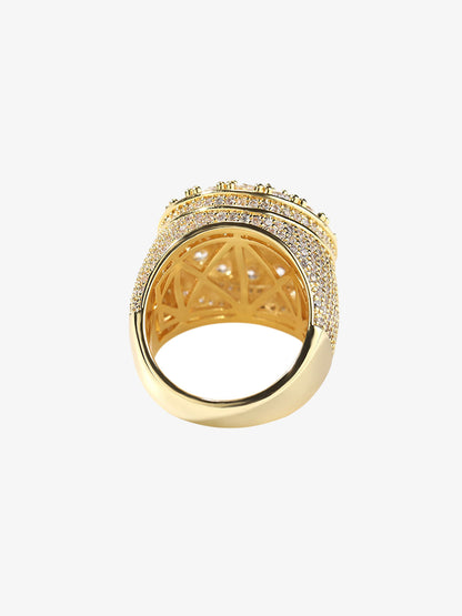 Floral Hotfix Rhinestone Copper Ring 