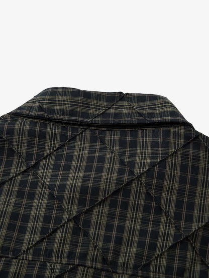 Heavy Plaid Pleated Striped Faux Two-Piece Polo Shirt 