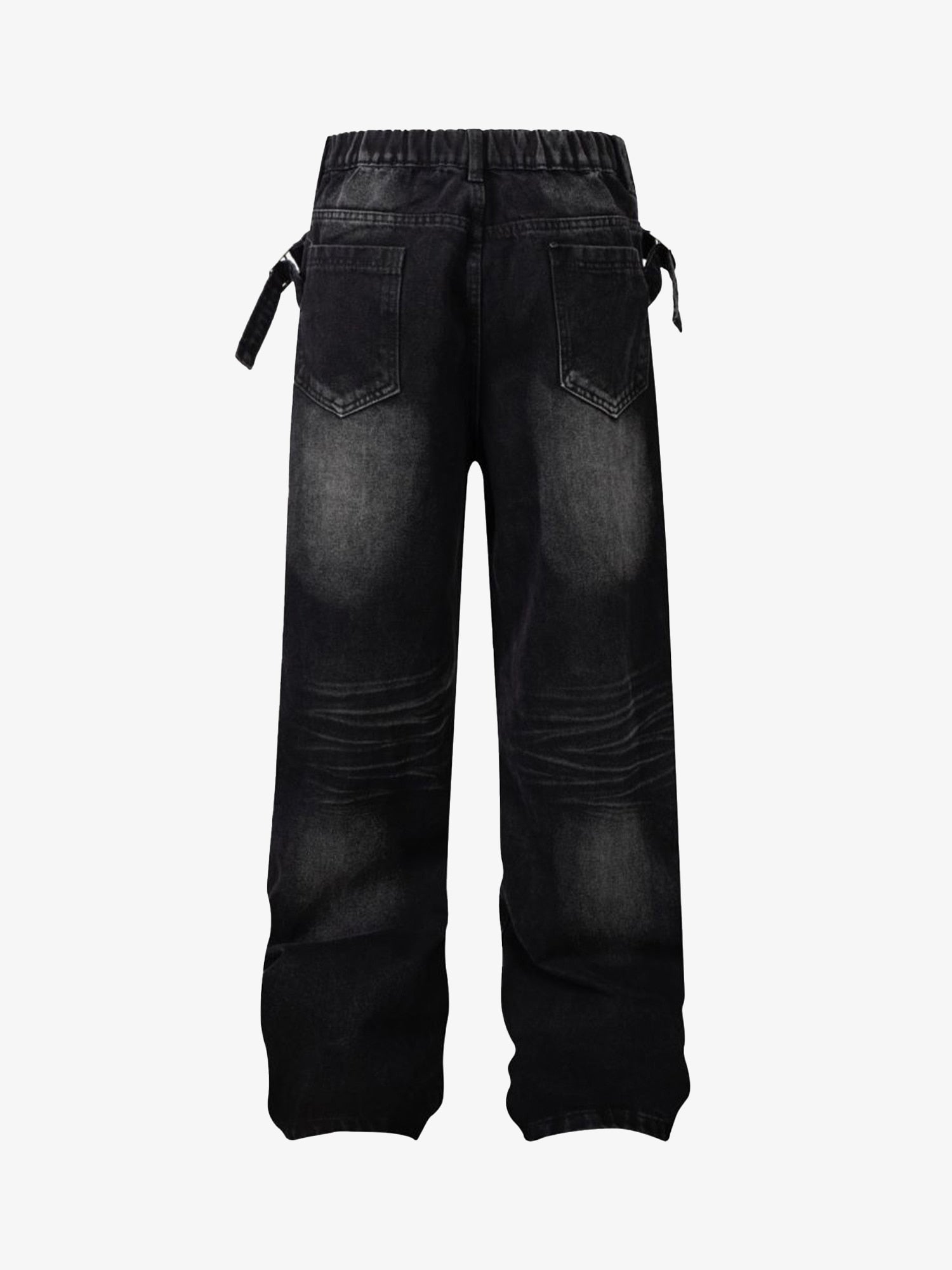 Thesupermade Washed Distressed Waistband Straight Jeans 