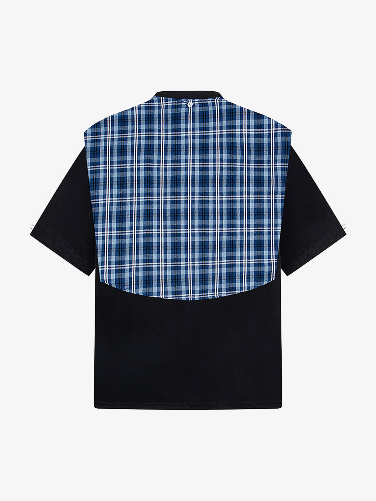 Plaid Patch Knotted Scarf T-Shirt 