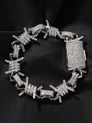 Punk Style Knot Hotfix Rhinestone Bracelet 
