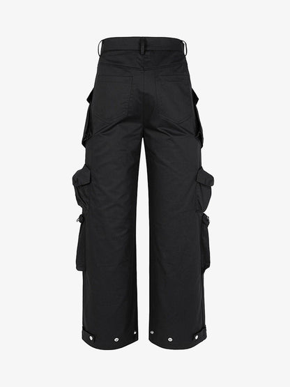 Multi-Pocket Casual Workwear Wide Leg Pants - 1643 