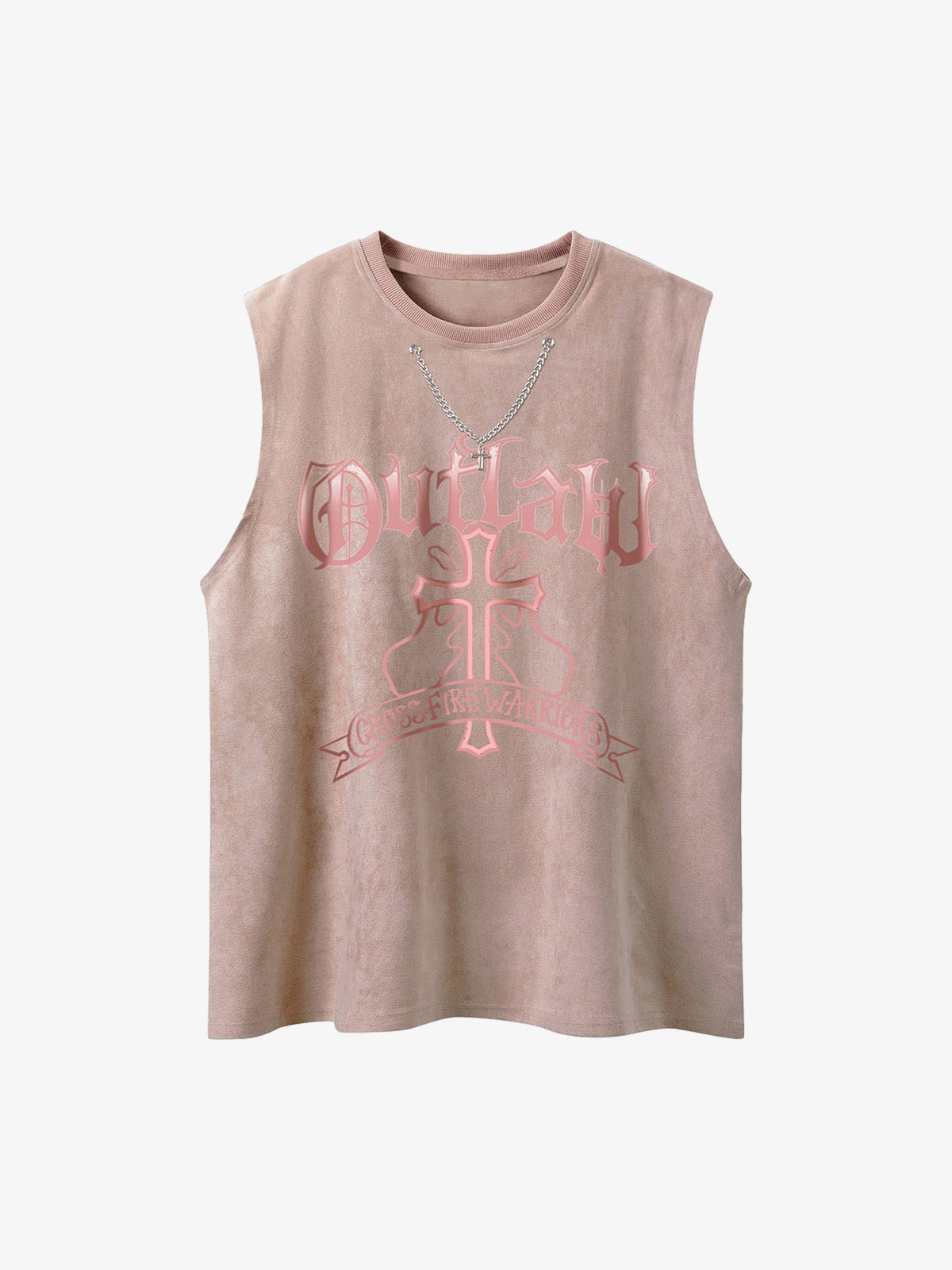 Thesupermade Cross Chain Suede Street Rap Sleeveless Vest 