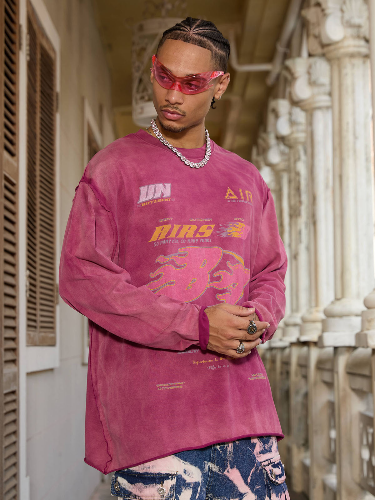 Thesupermade Washed Edge Long Sleeve T-shirt 