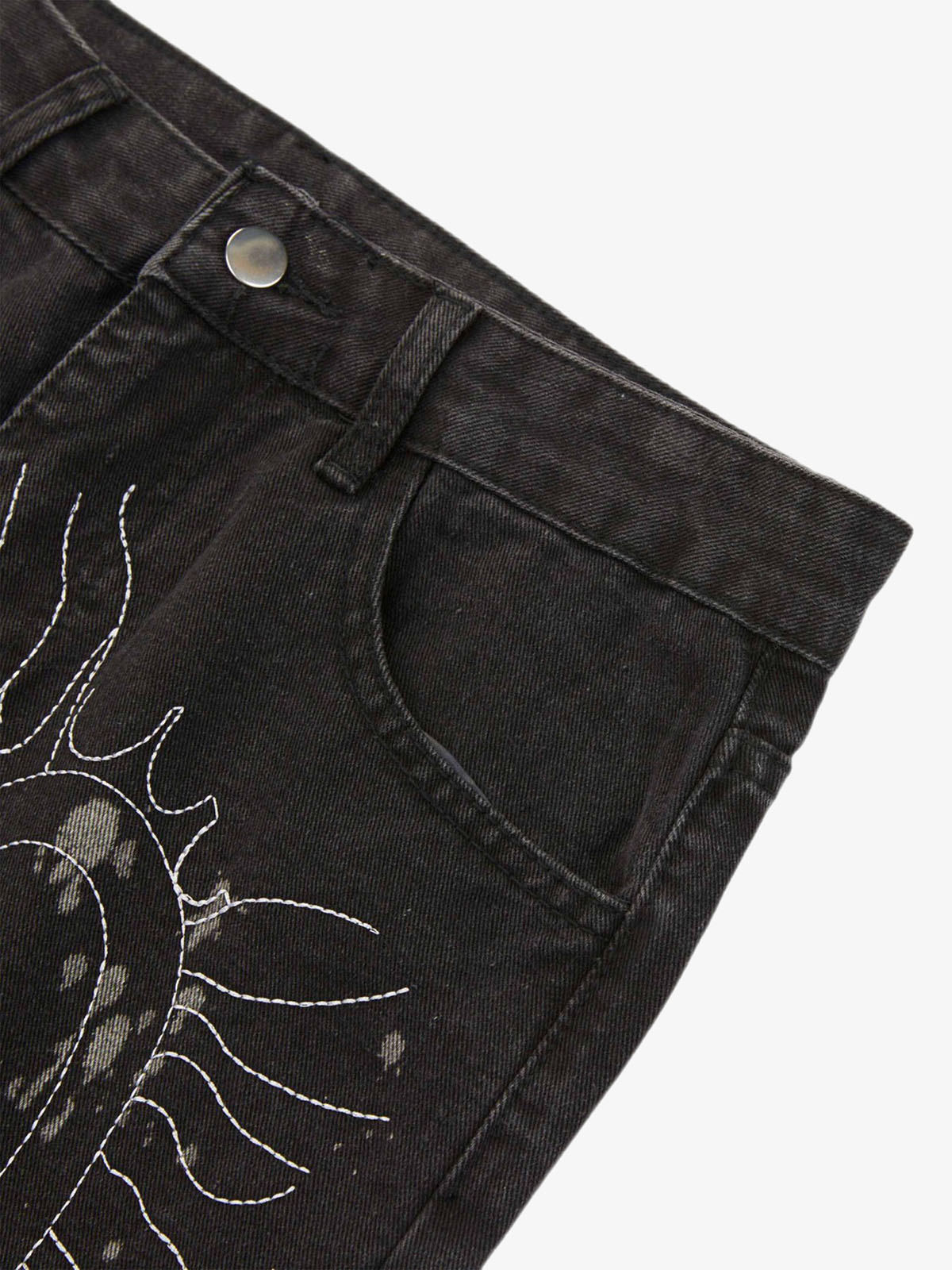 Thesupermade Topstitched White Straight-leg Jeans 